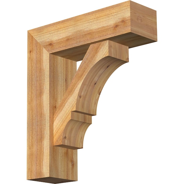 Ekena Millwork Balboa Block Rough Sawn Bracket w/ Offset Brace, Western Red Cedar, 8"W x 26"D x 30"H BKT0806X26X30BOA05RWR - main